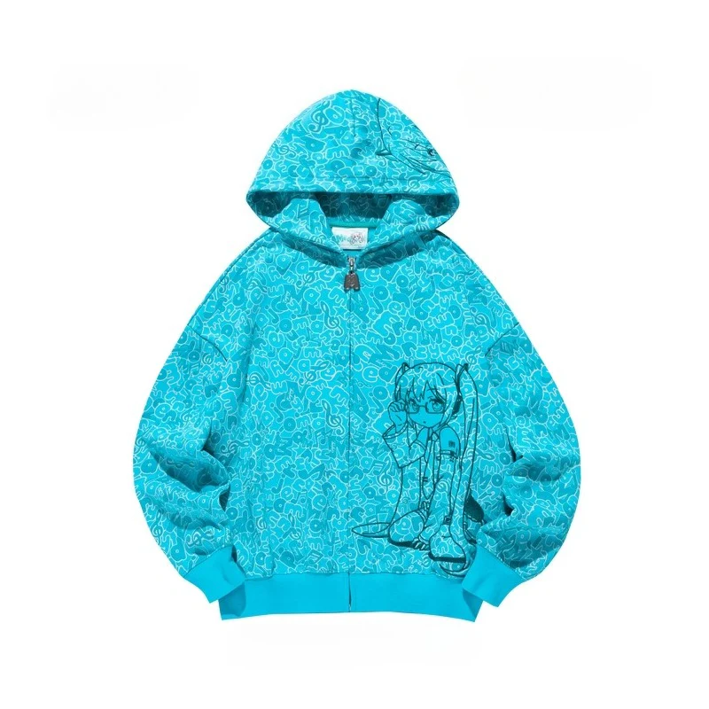 Official Licensed Hatsune Miku Camo Zip-Up Hoodie β Casual Streetwear with Hood - Image 3