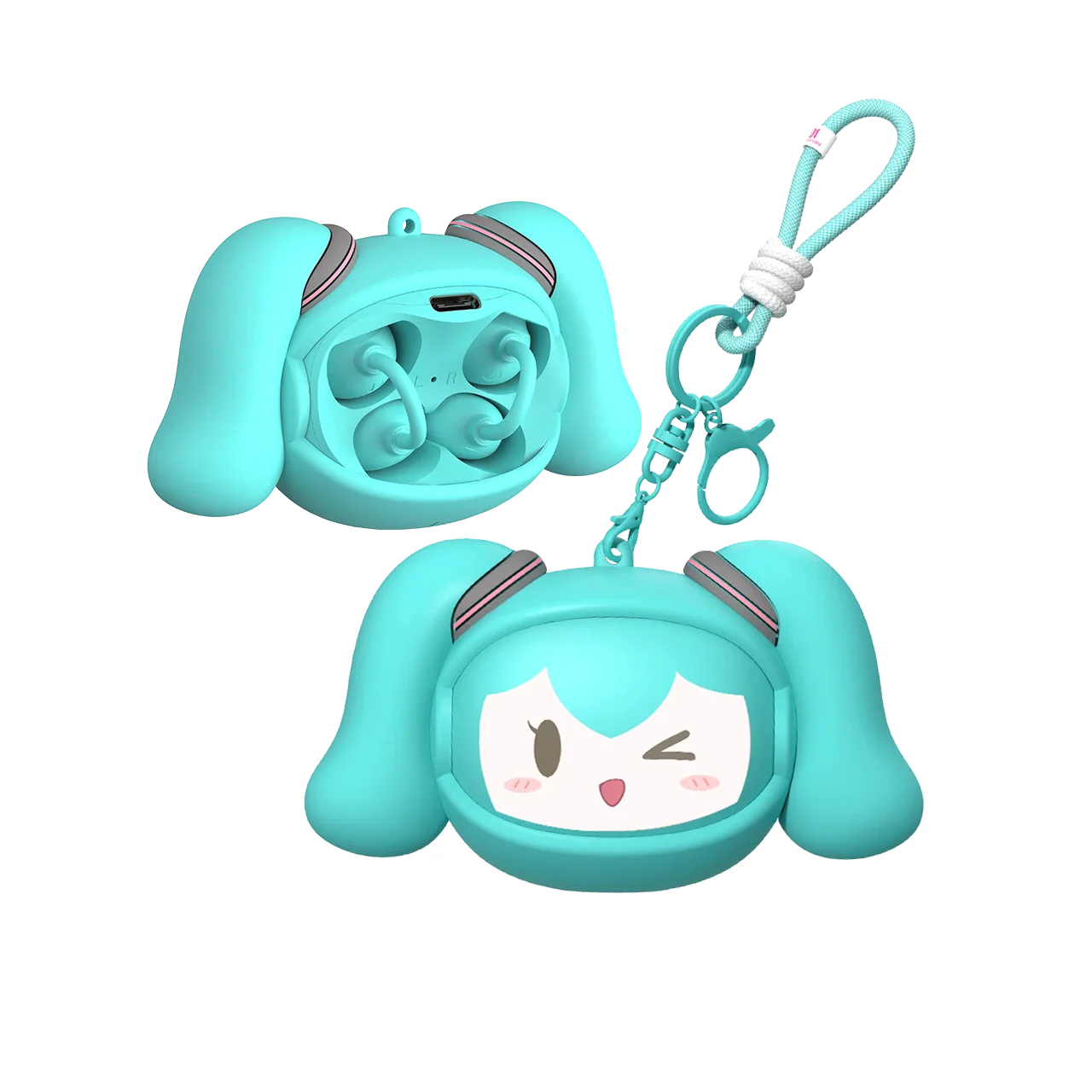 Official Hatsune Miku Clip-on Bluetooth Headphones, Slide-to-Change Face Open-Ear Earbuds with Cute Miku Expressions - Image 8