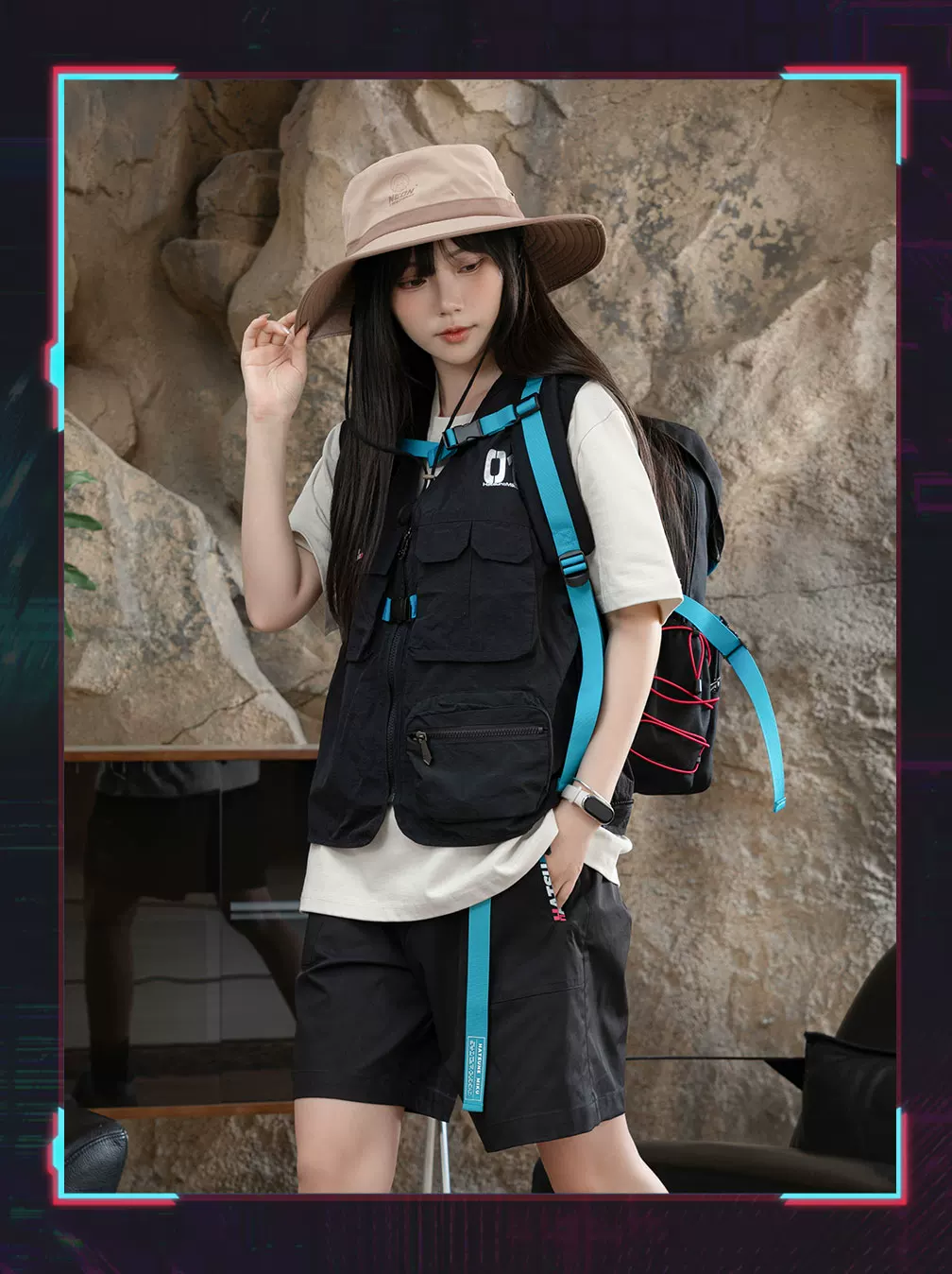 Official Hatsune Miku Neon EDM Bucket Hat, Sun Protection Outdoor Hiking Hat - Image 7