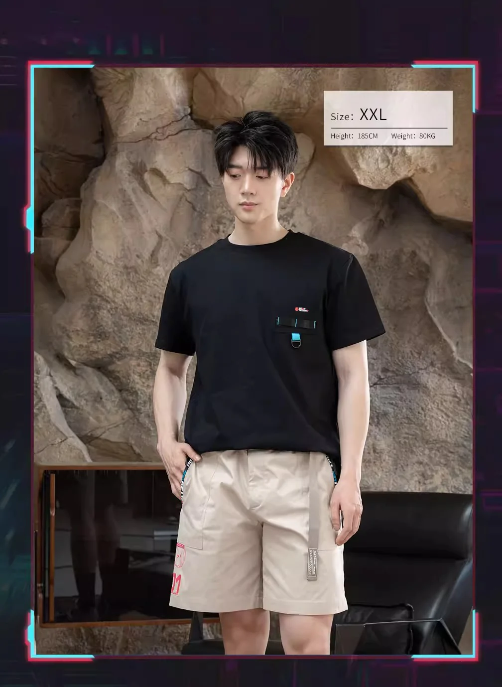 [Pre-Order, Ships Within 30 Days]Official Hatsune Miku Neon EDM Cargo Shorts, Loose-Fit Straight-Leg Casual Summer Shorts for Men - Image 6