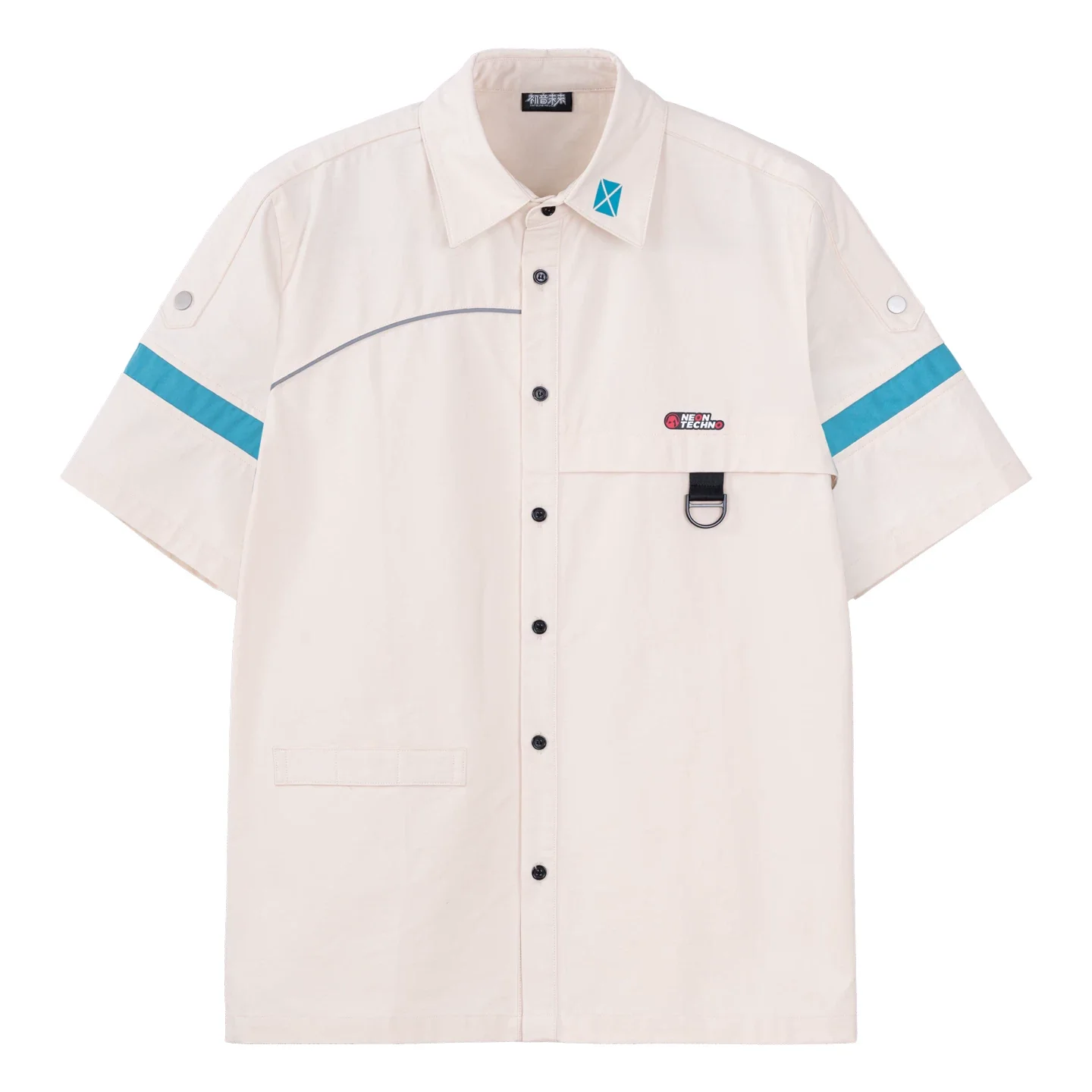 Official Hatsune Miku Neon EDM Short Sleeve Cargo Shirt, Loose-Fit Summer Top for Couples - Image 14