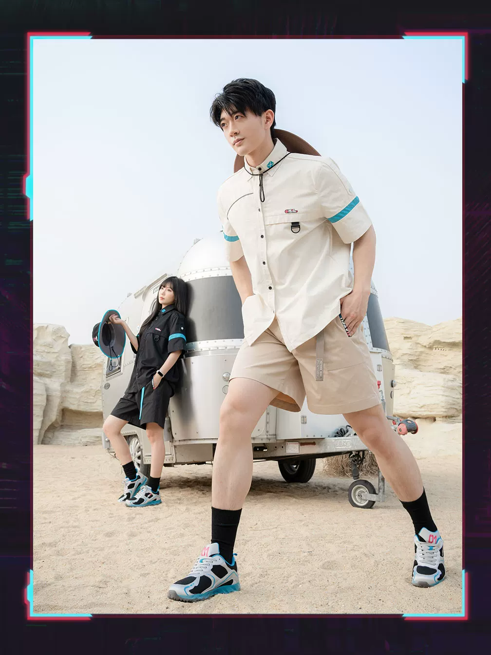 Official Hatsune Miku Neon EDM Short Sleeve Cargo Shirt, Loose-Fit Summer Top for Couples - Image 9