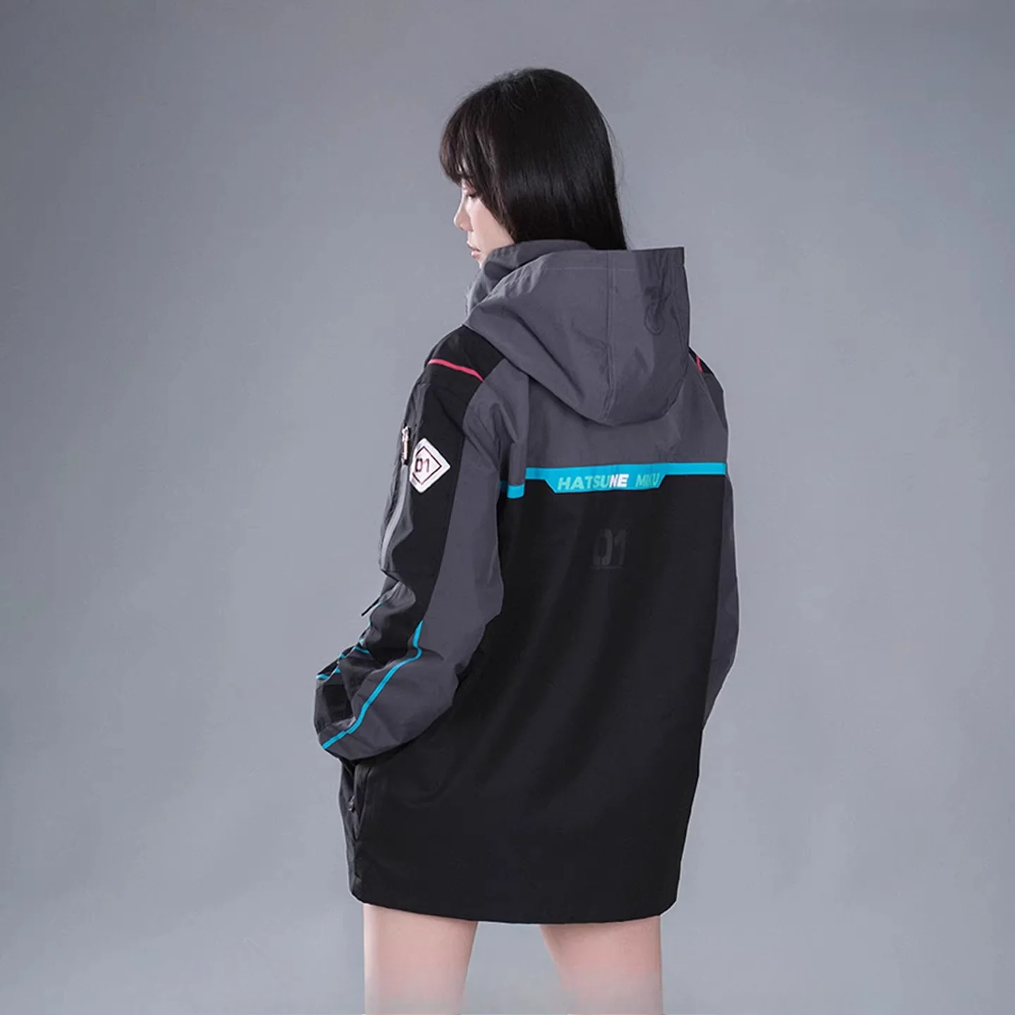 Official Hatsune Miku Neon Electronic Music Series Techwear Hooded Jacket β Casual Windbreaker Coat - Image 4