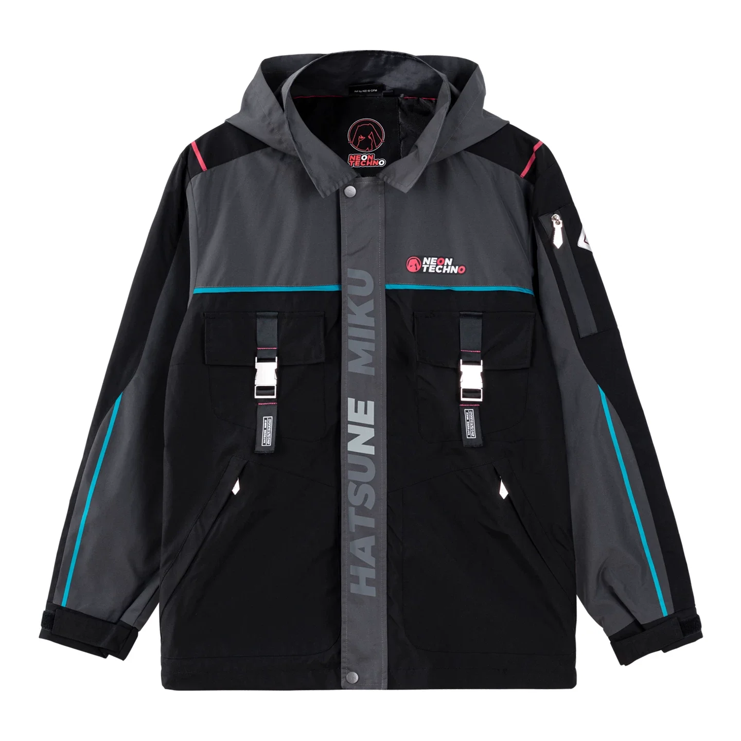Official Hatsune Miku Neon Electronic Music Series Techwear Hooded Jacket β Casual Windbreaker Coat - Image 5