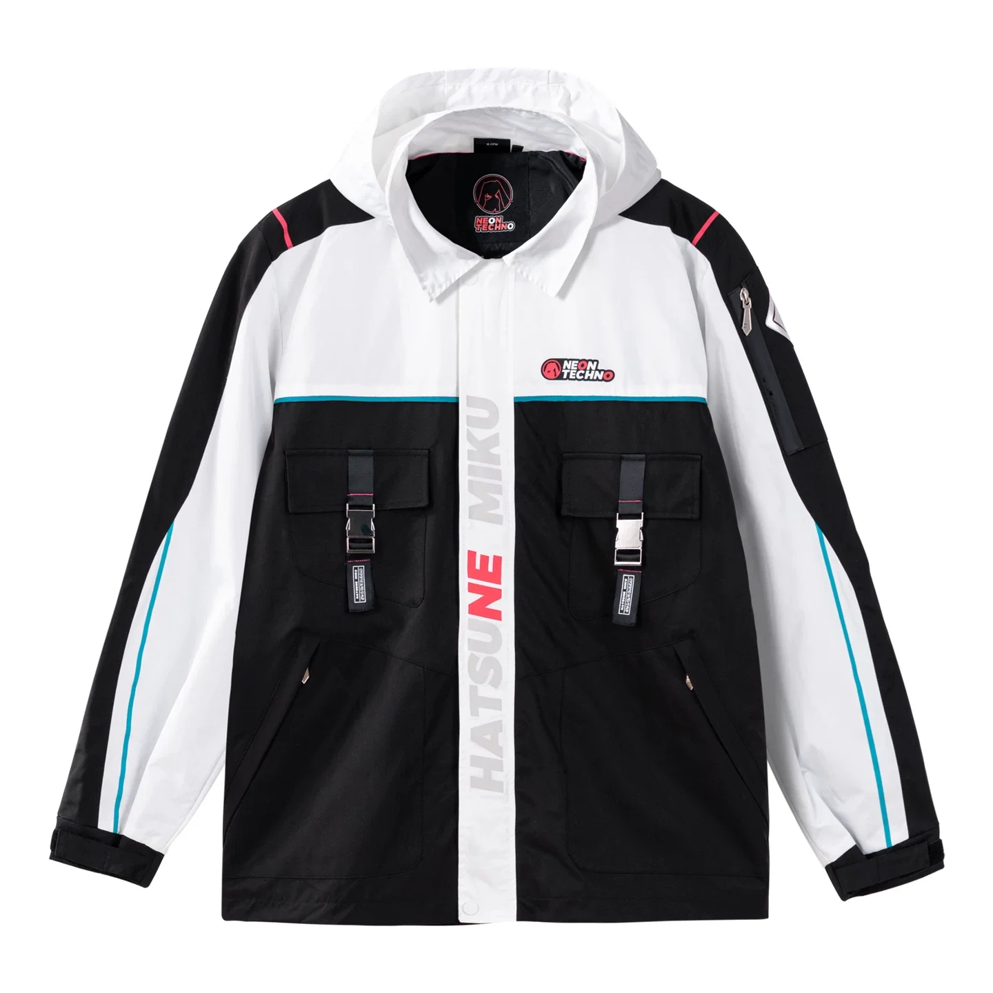 Official Hatsune Miku Neon Electronic Music Series Techwear Hooded Jacket β Casual Windbreaker Coat - Image 7