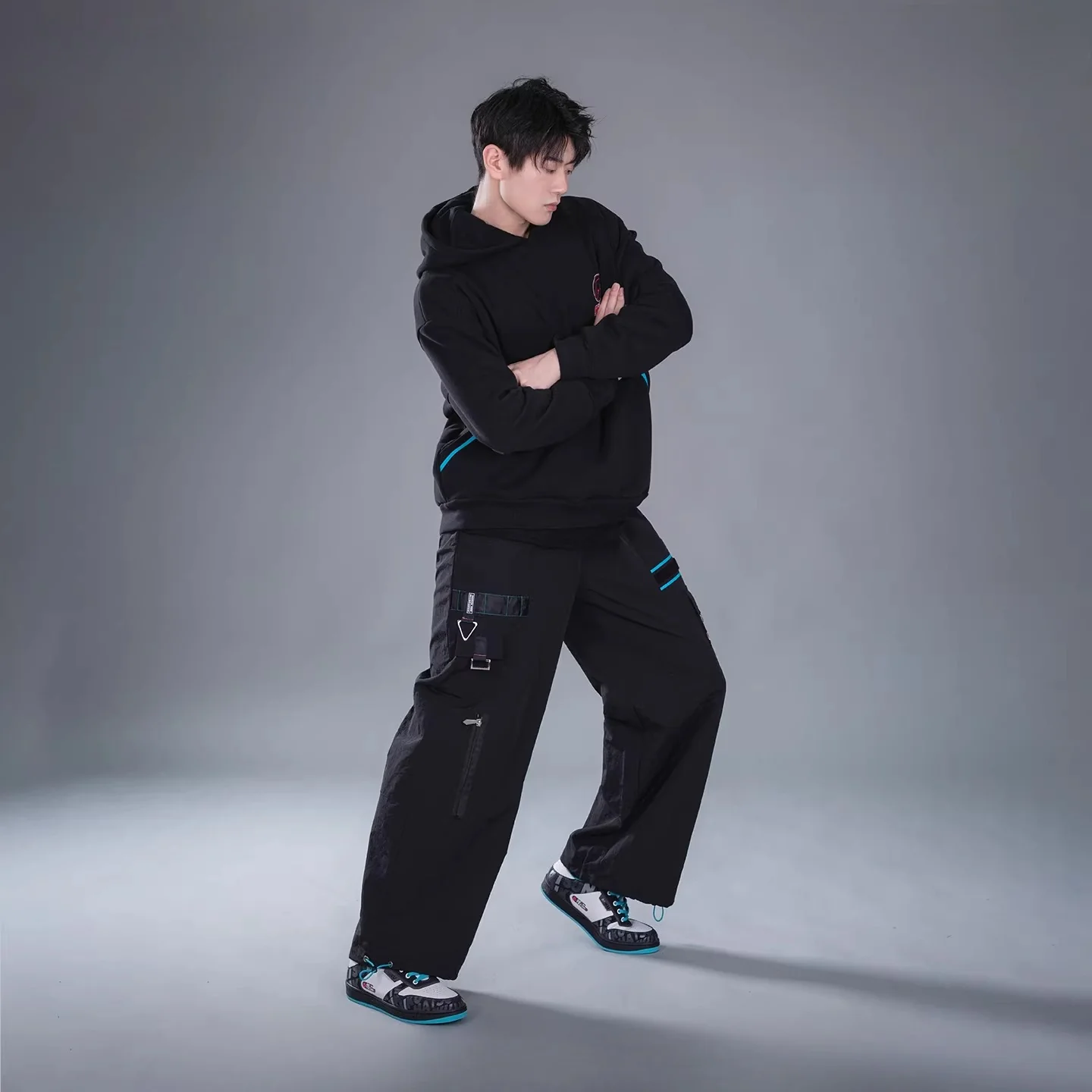 Official Hatsune Miku Neon Electronic Music Series Utility Cargo Pants β Relaxed Straight-Leg Techwear Trousers - Image 3