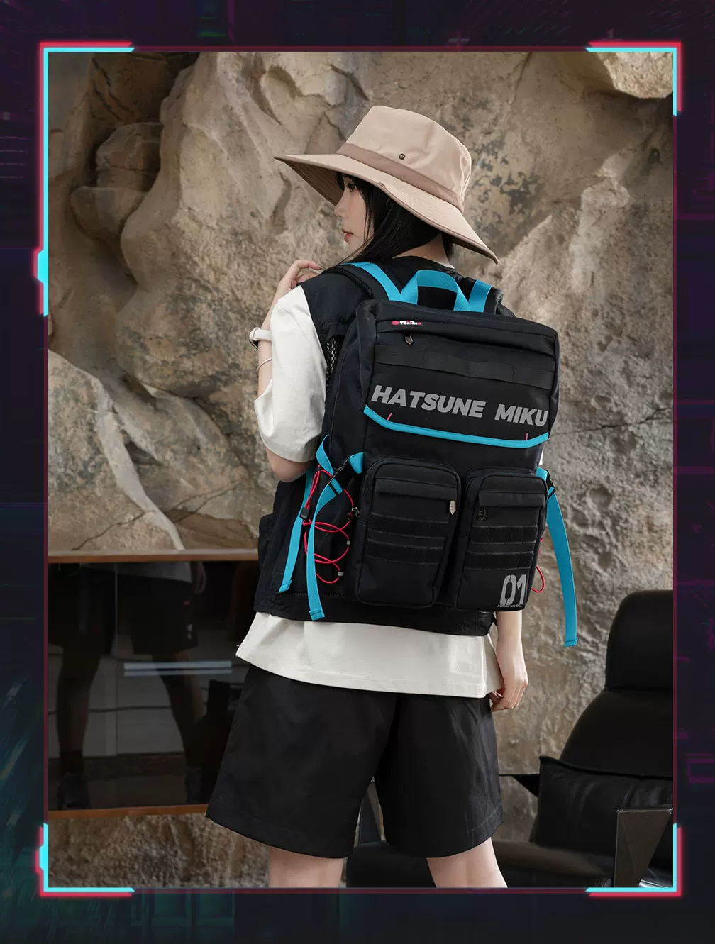 Official Hatsune Miku Neon Techwear Backpack, Large Capacity Multi-Purpose Backpack for Commuting & Travel - Image 7
