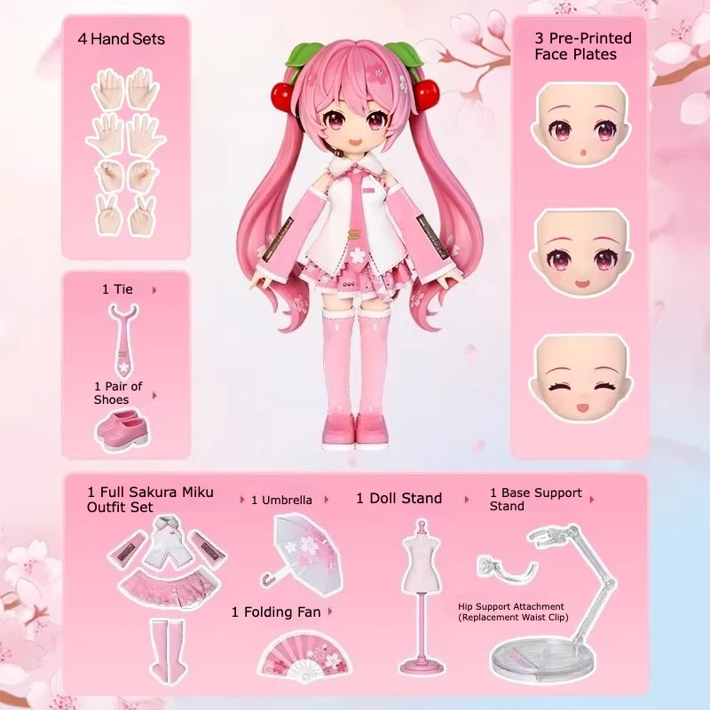 Official Hatsune Miku Qiyuji Series – Cherry Blossom Miku Articulated Collectible Figure - Image 3