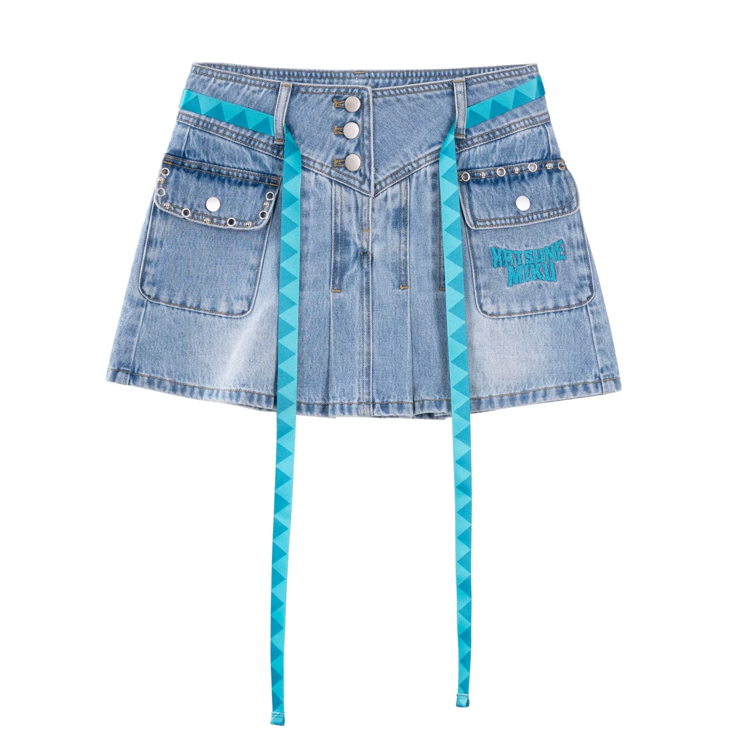 [Pre-Order, Ships Within 30 Days] Official Hatsune Miku Rock Future Denim Mini Skirt for Women, Casual A-Line Skirt - Image 10