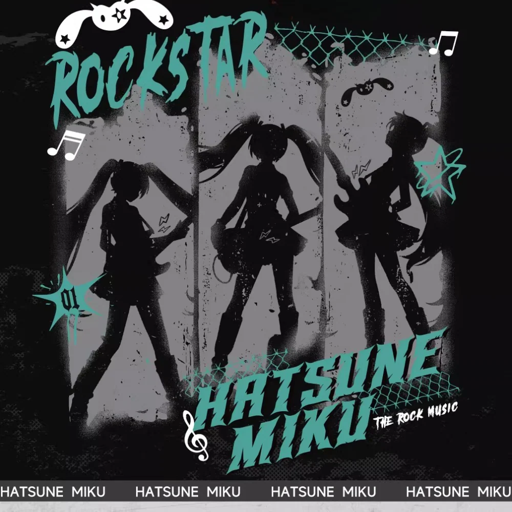 Official Hatsune Miku Rock Future Heavyweight Washed Vintage T-Shirt, Loose-Fit Short Sleeve Top - Image 5