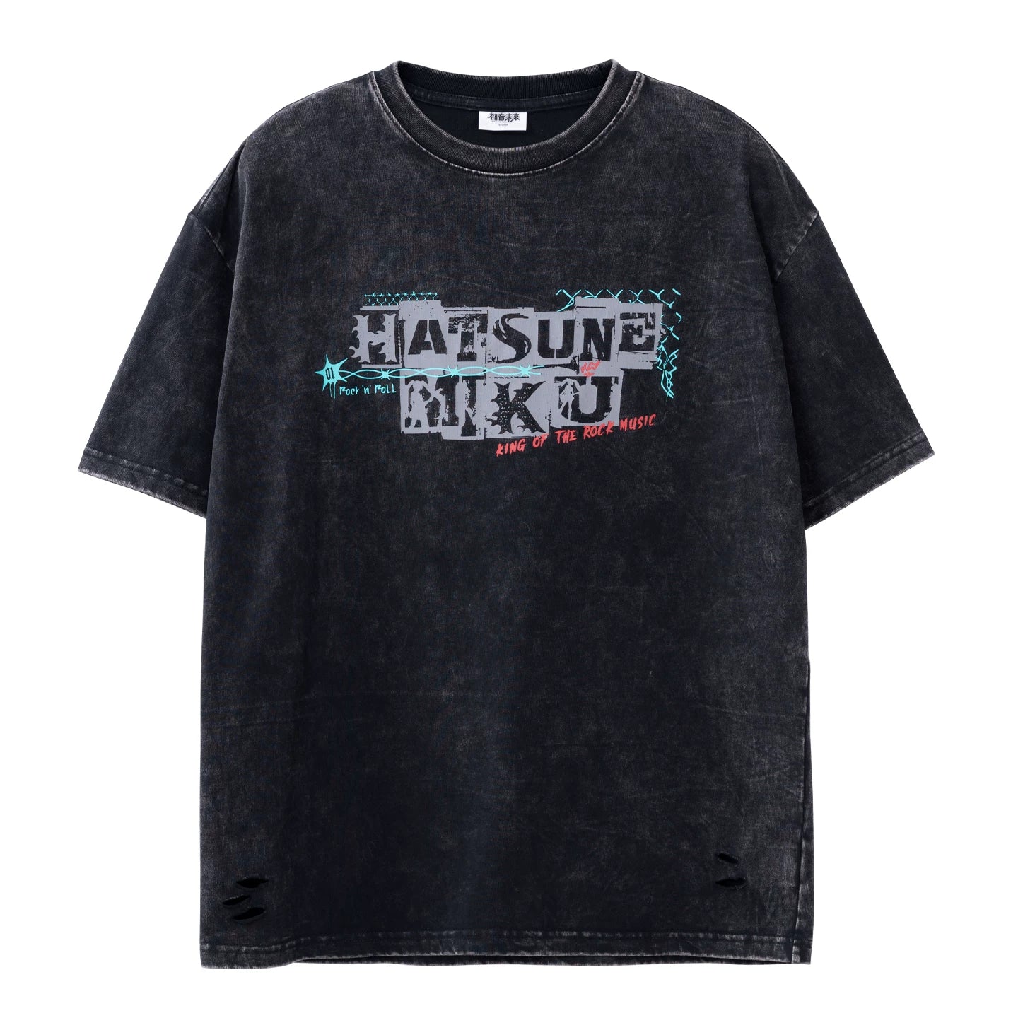 Official Hatsune Miku Rock Future Heavyweight Washed Vintage T-Shirt, Loose-Fit Short Sleeve Top - Image 9