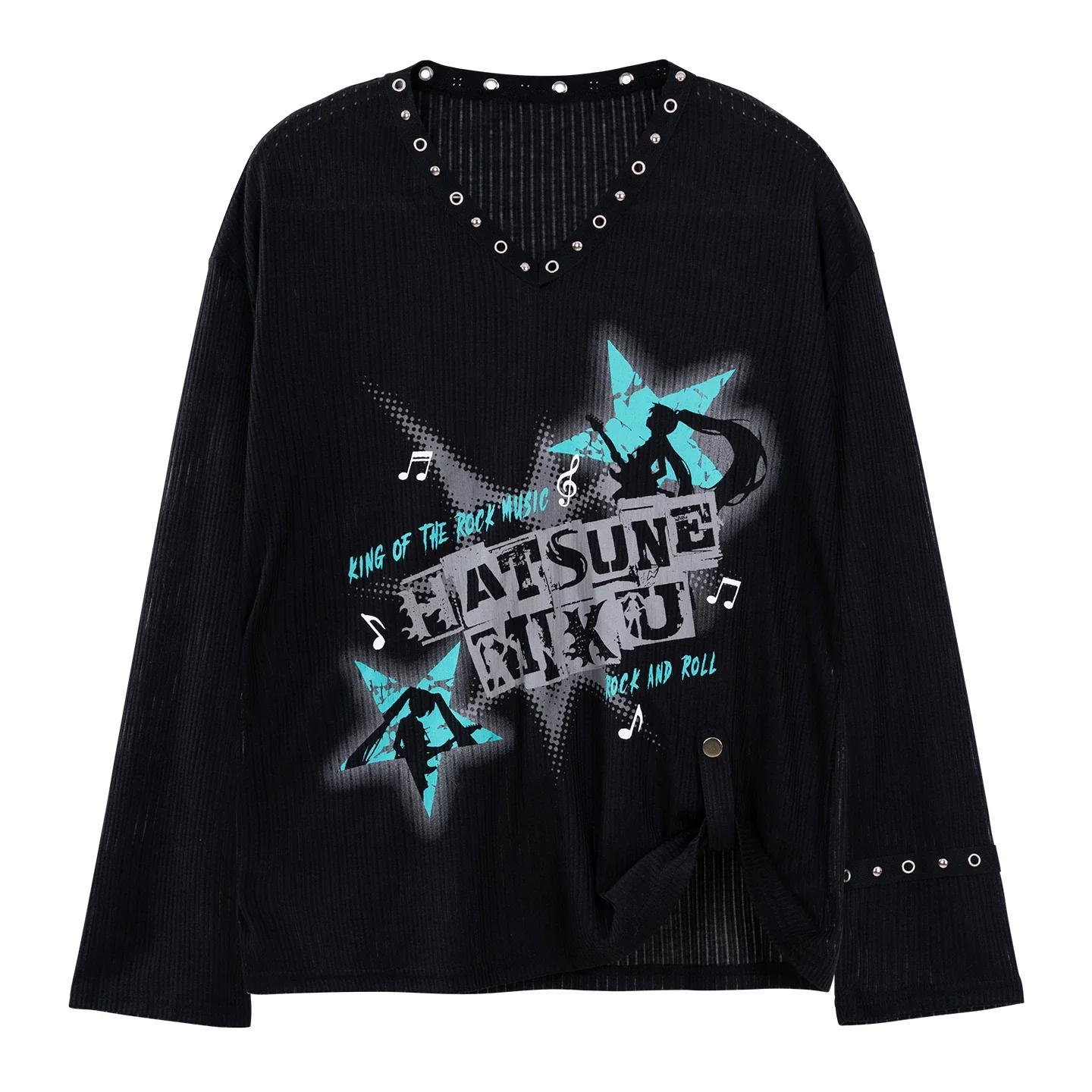 Official Hatsune Miku Rock Future Lightweight Open-Knit Long Sleeve Cover-Up for Women, Loose-Fit Summer Top - Image 8