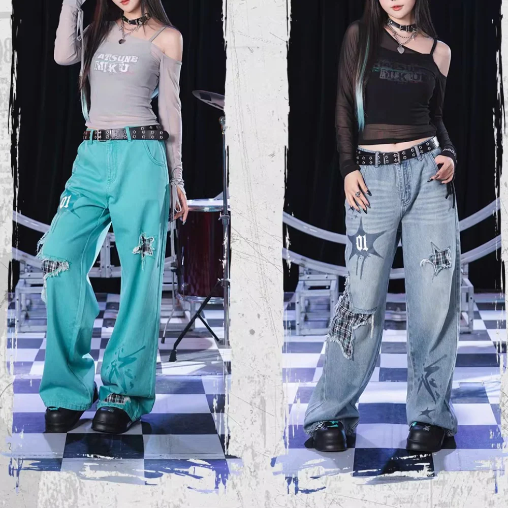 Official Hatsune Miku Rock Future Off-Shoulder Mesh Long Sleeve Top for Women, Layered Cami T-Shirt - Image 6