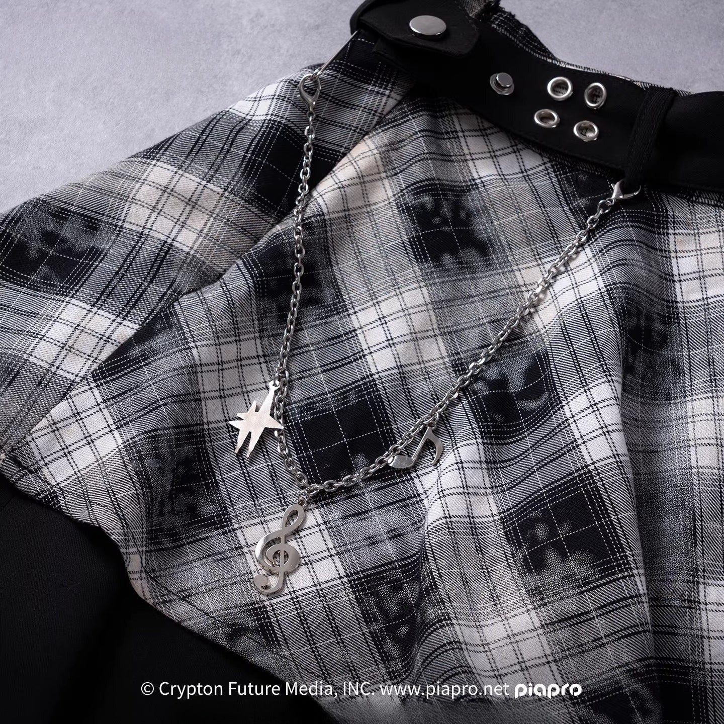 Official Hatsune Miku Rock Future Plaid Patchwork Asymmetrical High-Waisted Mini Skirt for Women - Image 3