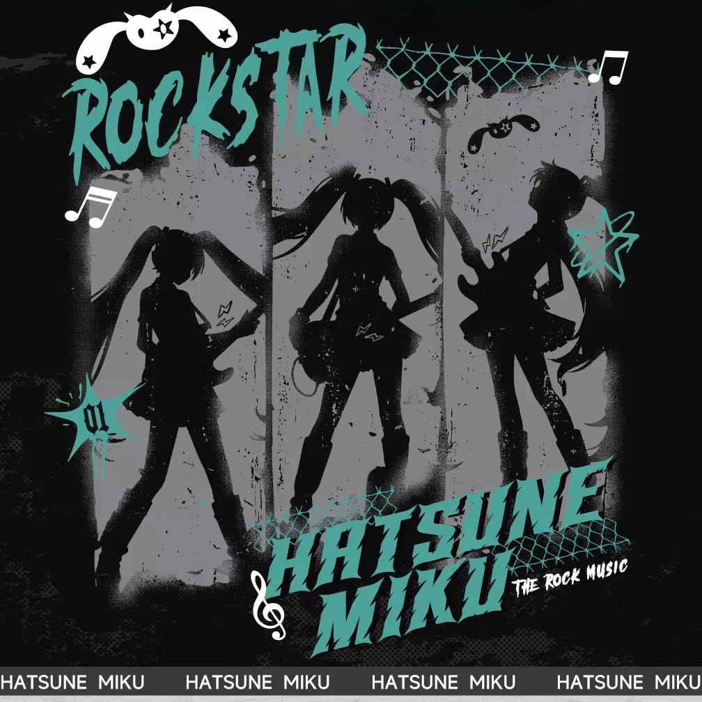 Official Hatsune Miku Rock Future Vintage One-Shoulder Cami Short Sleeve Top, Loose-Fit Summer Shirt - Image 5