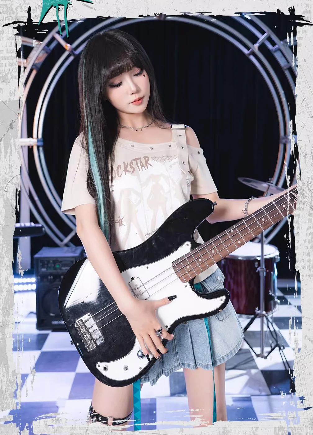 Official Hatsune Miku Rock Future Vintage One-Shoulder Cami Short Sleeve Top, Loose-Fit Summer Shirt - Image 7