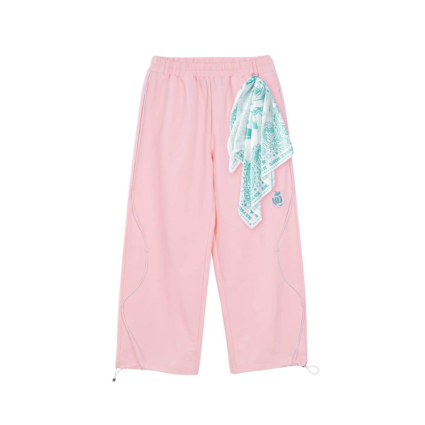 Official Hatsune Miku Y2K Color Block Cargo Pants – Women’s Wide Leg Streetwear Trousers with Detachable Scarf - Image 6
