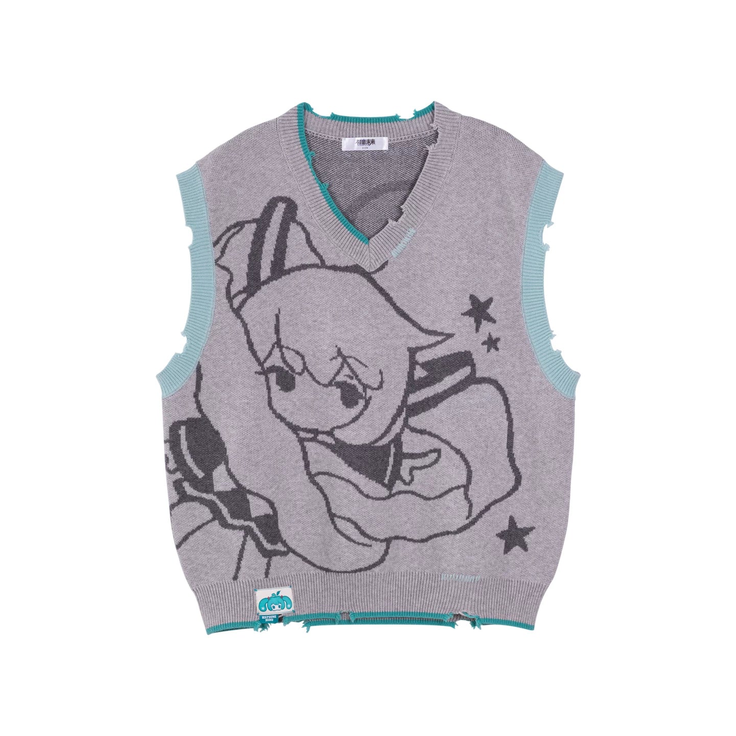 Official Hatsune Miku Y2K Ice Candy Layered Knit Sweater Vest – Oversized V-Neck Top - Image 6