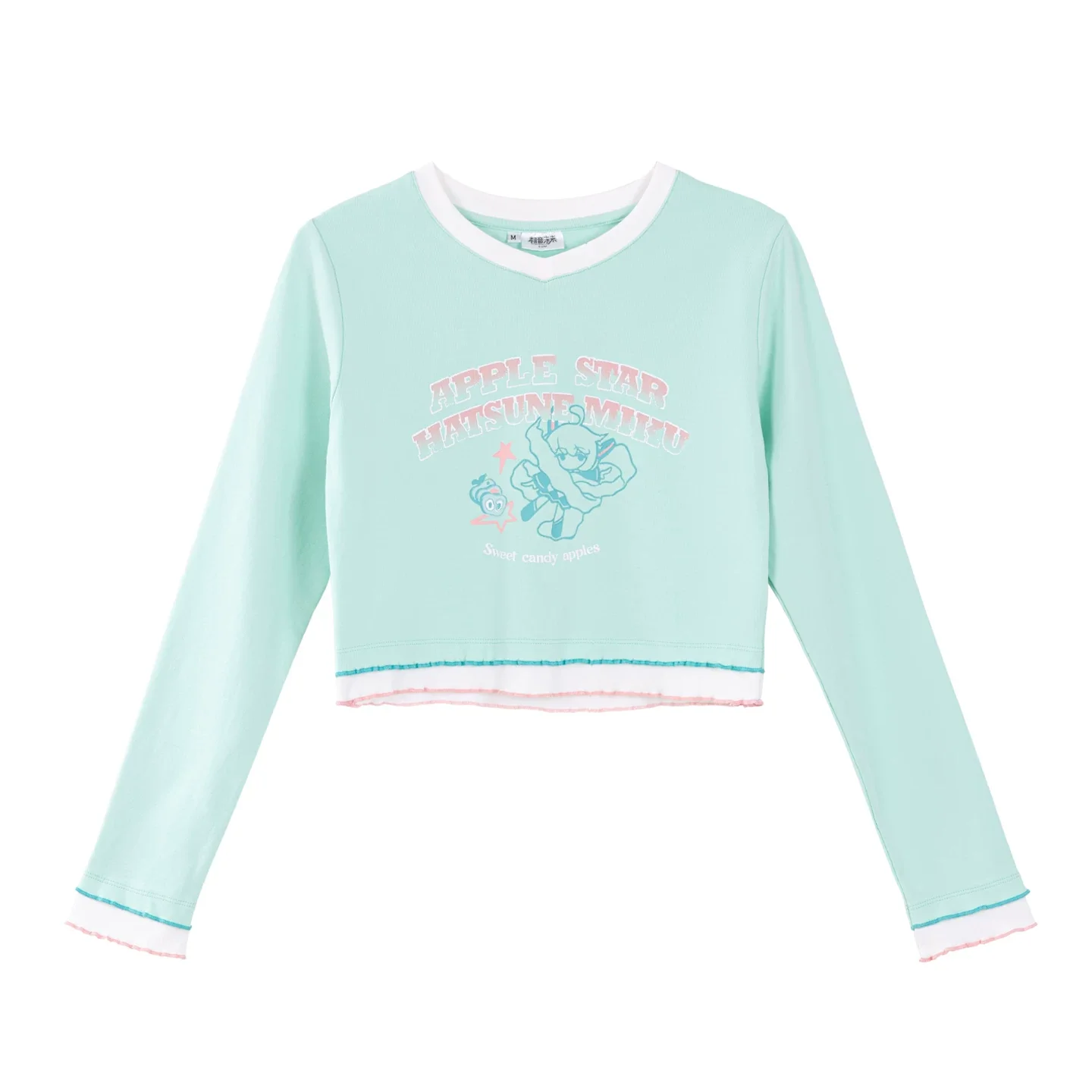 Official Hatsune Miku Y2K Ice Candy Long Sleeve V-Neck Cropped Top – Slim Fit Streetwear - Image 5