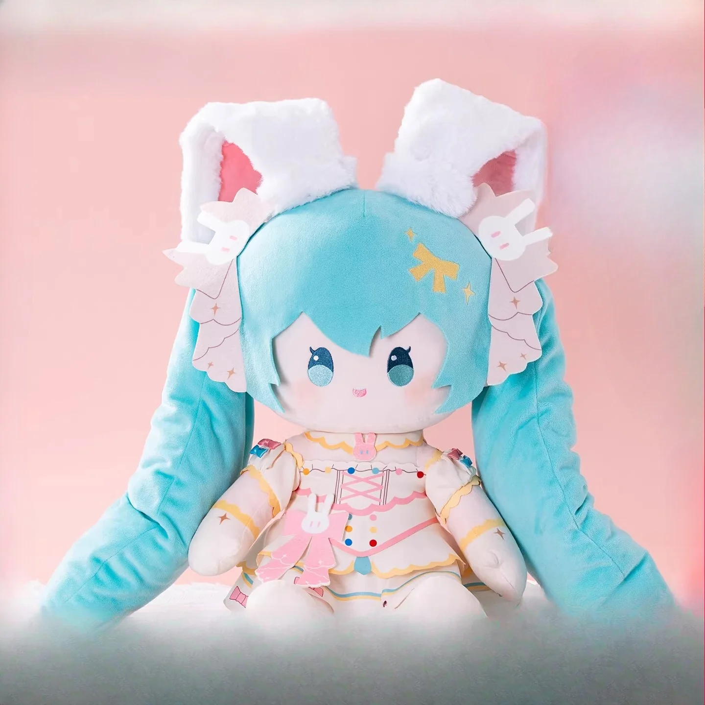 Official Moeyu Hatsune Miku Sweet Dream Miku Plush Sitting Doll Ornament, Miku Stuffed Toy Peripheral Gift, 40cm in Height
