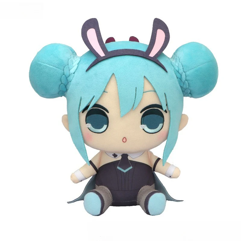 Officially Licensed FuRyu VOCALOID Hatsune Miku Black Bunny Sitting Plush Doll
