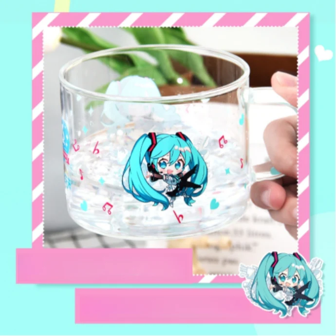 Officially Licensed Hatsune Miku 16th Anniversary Large Glass Cup with Coaster - Image 3