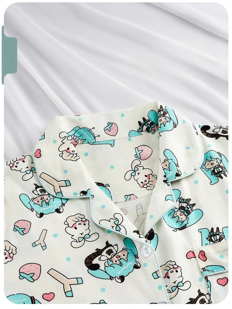 Fanmade Creations Hatsune Miku Cotton Long Sleeve Sleepwear – Cute Cartoon Style Home Loungewear - Image 3