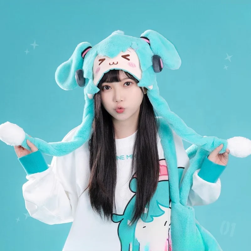 Official Licensed Hatsune Miku Squinty-Eyes Plush Hat - Image 3