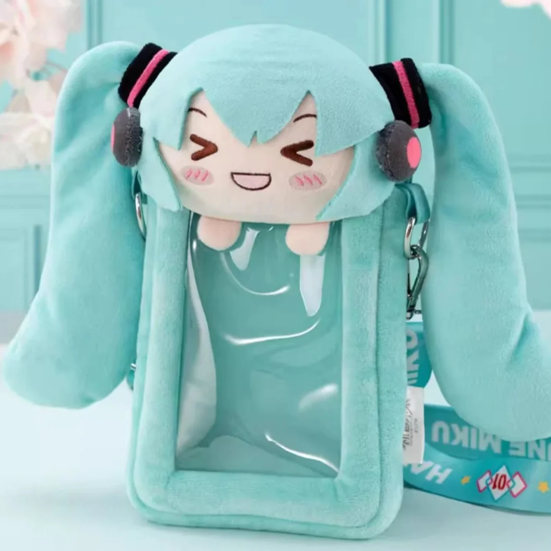 Officially Licensed Hatsune Miku Plush Semi-Transparent Crossbody Phone Bag - Image 5