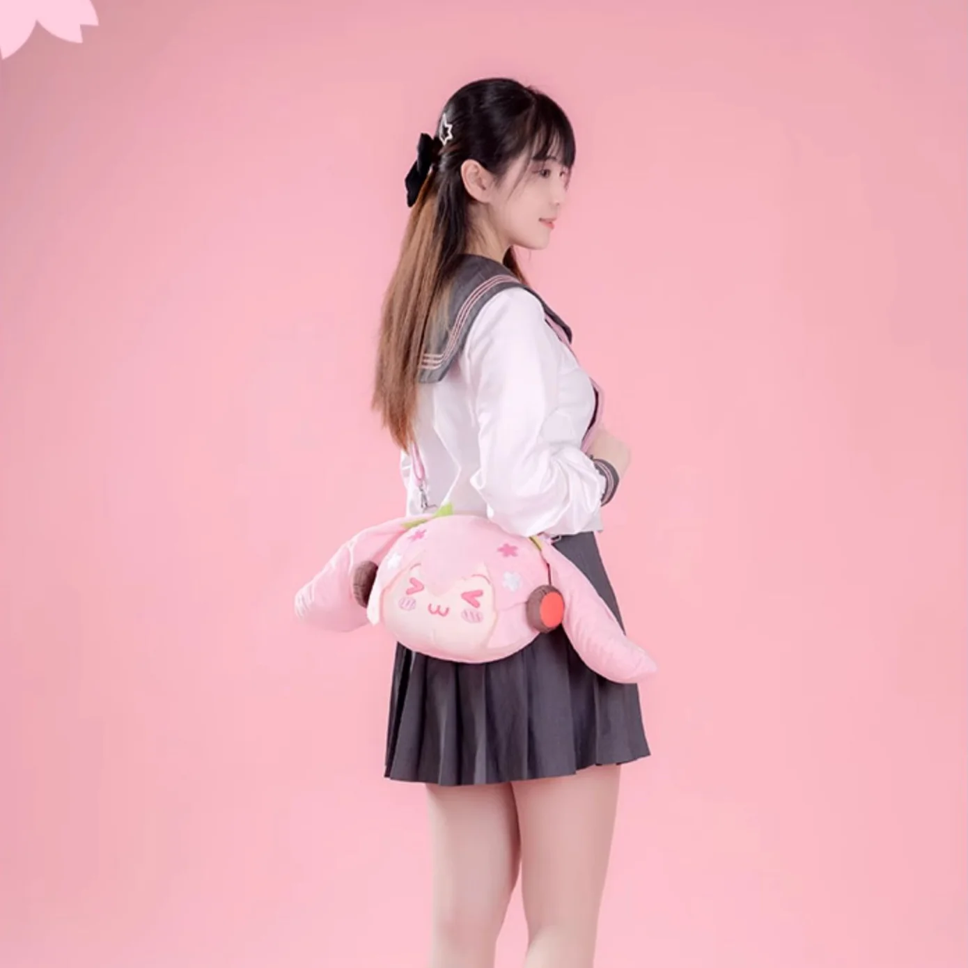 Officially Licensed Hatsune Miku Sakura Future Happy Travel Plush Crossbody Bag - Image 3