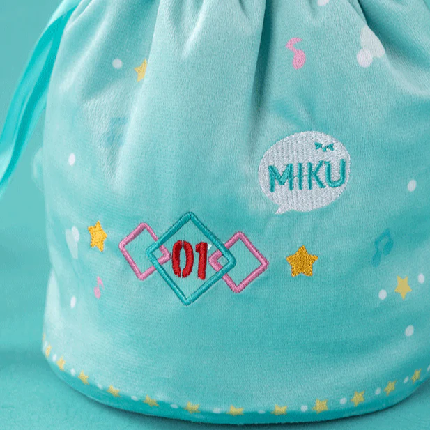 Officially Licensed Hatsune Miku Squinted Eyes Series Plush Drawstring Bag - Image 4