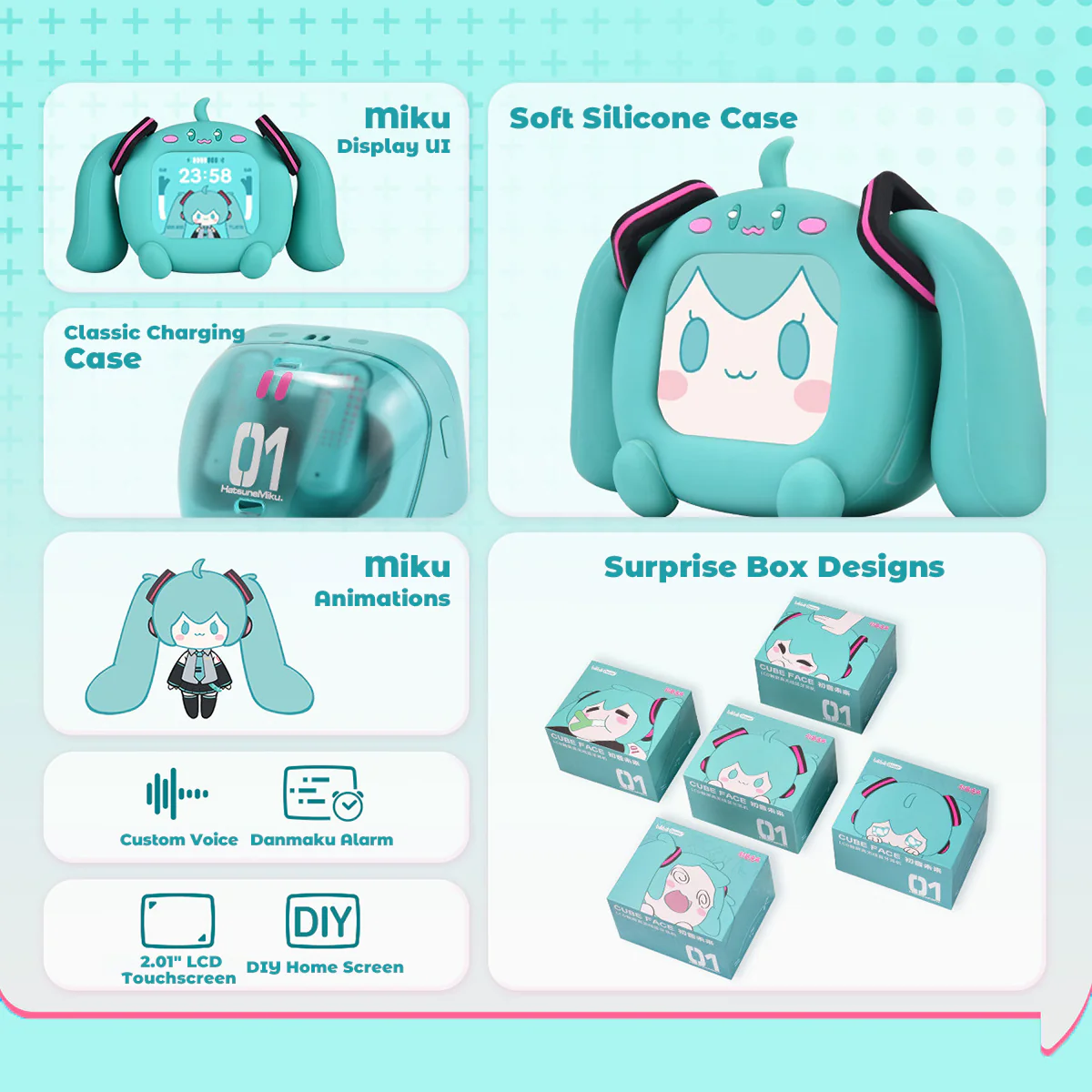 Officially Licensed Hatsune Miku Wireless Earphones with Smart Display Desktop Stand - Image 4