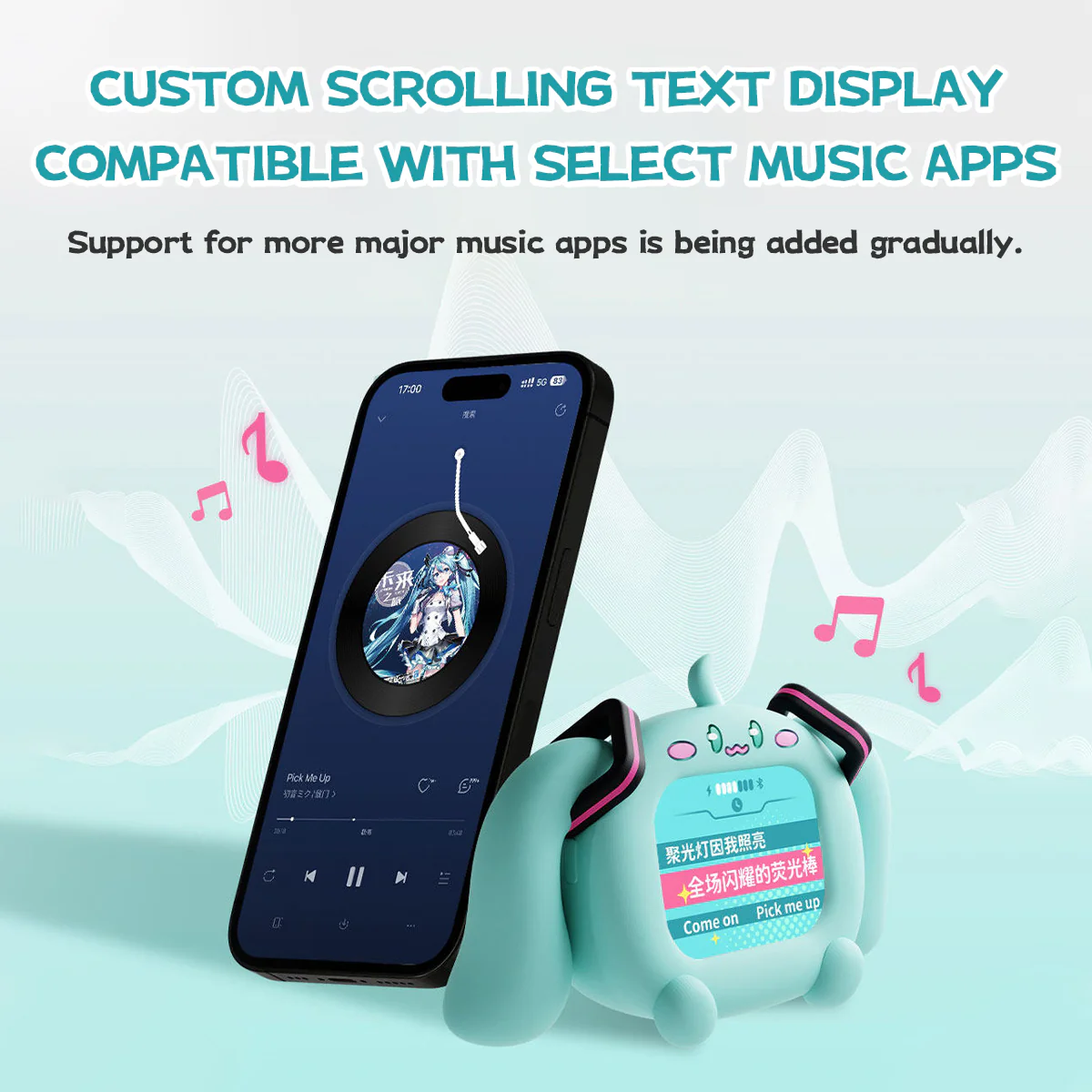 Officially Licensed Hatsune Miku Wireless Earphones with Smart Display Desktop Stand - Image 7